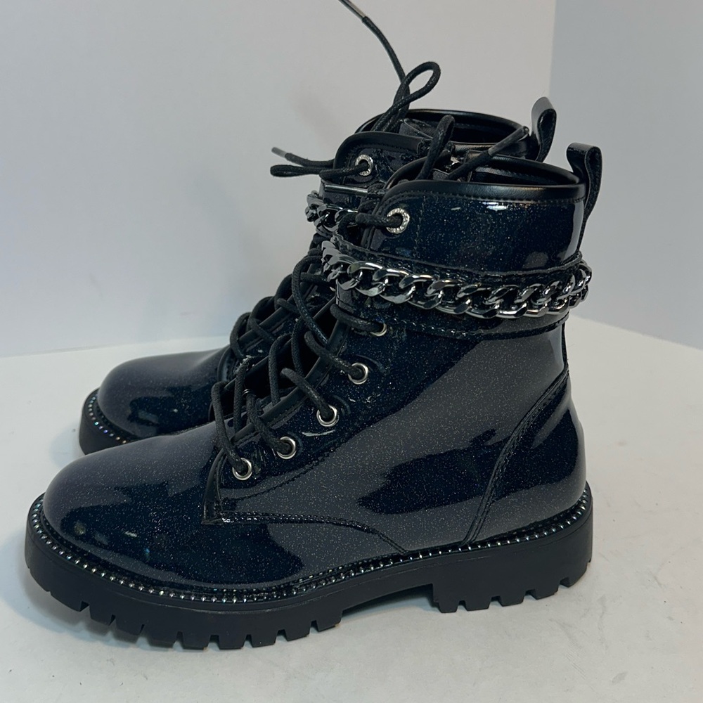 Vince Camuto Girl’s Chunky Blue Sparkle Moto Boots Size 2 - never worn!